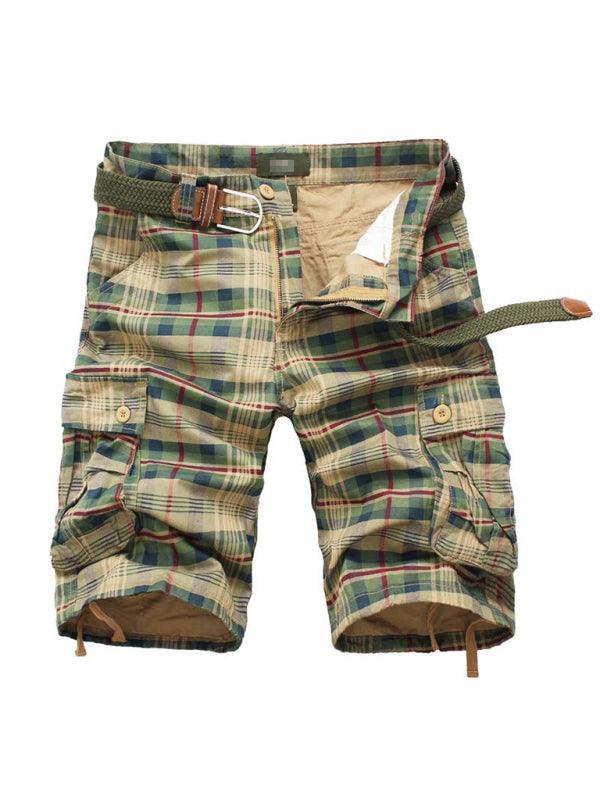Men's Cargo Shorts Half Pocket Plaid Shorts - 808Lush
