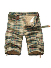 Men's Cargo Shorts Half Pocket Plaid Shorts - 808Lush
