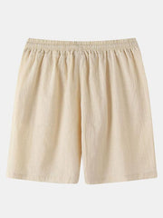 Men's Cotton Linen Beach Shorts Korean Style Solid Color - 808Lush