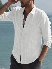 Men Shirt long sleeved cotton linen - 808Lush