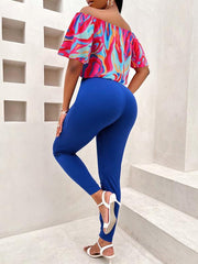 Casual loose one-shoulder short-sleeved women's suit - 808Lush