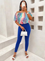 Casual loose one-shoulder short-sleeved women's suit - 808Lush