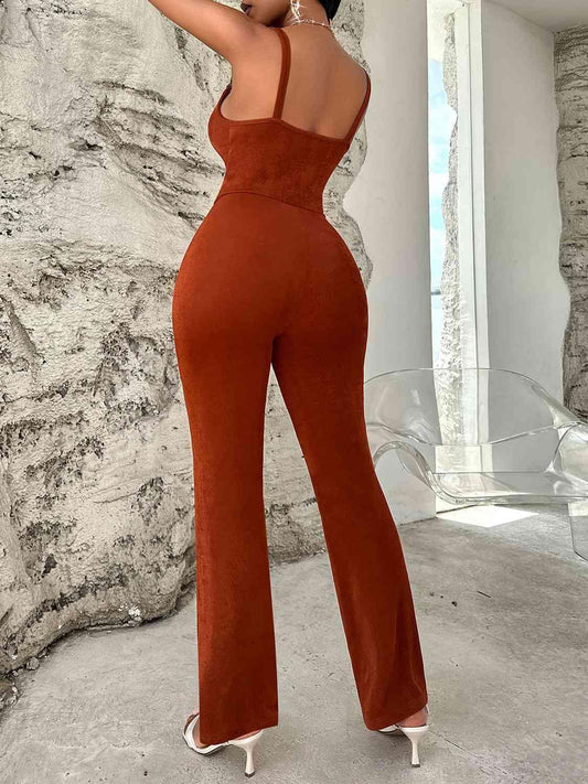 Cowl Neck Sleeveless Jumpsuit - 808Lush