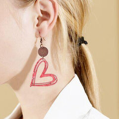 Cutout Heart Shape Wood Earrings - 808Lush