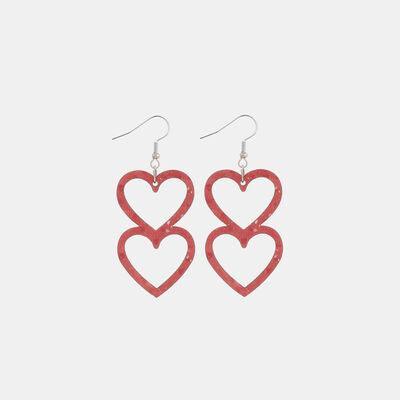 Cutout Heart Shape Wood Earrings - 808Lush