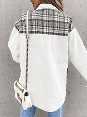 Denim Jacket Long Sleeve Check Button Down Shirt Jacket Top - 808Lush