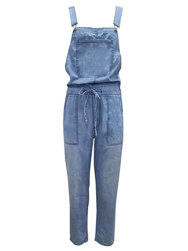 Denim Jumpsuit Loose Fashion Elastic Mid Waist Jumpsuit Women's Pants - 808Lush
