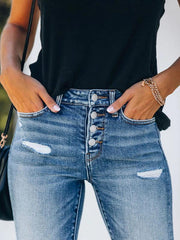 Denim Slim Ripped High Stretch Ladies Denim Trousers - 808Lush