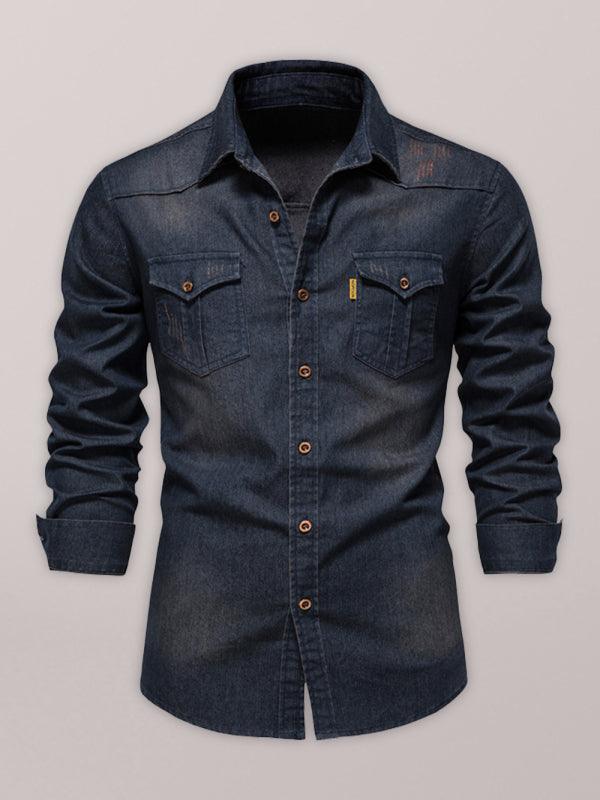 Men's shirt casual solid color non-iron men's long-sleeved shirt - 808Lush