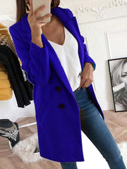 Double-breasted solid color European and American suit collar slim fit women's windbreaker - 808Lush