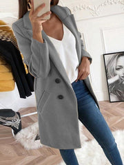 Double-breasted solid color European and American suit collar slim fit women's windbreaker - 808Lush