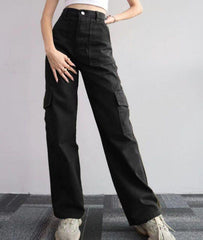 Versatile casual pants, mid-rise three-dimensional pocket trousers, waist-cinching overalls - 808Lush