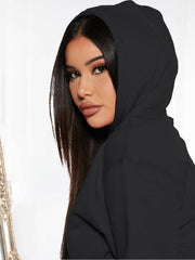 Fashion solid color casual sweater hooded sports top and bottom suit - 808Lush