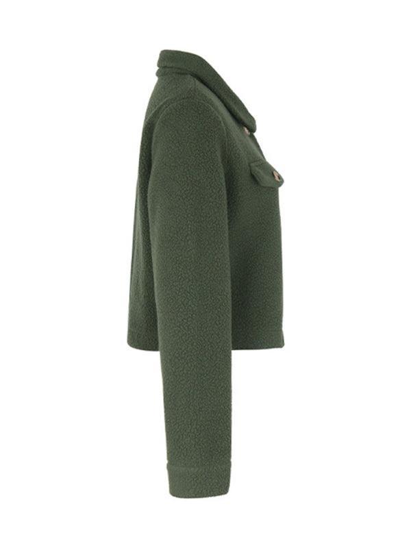 Fashion women's solid color polar fleece short jacket - 808Lush
