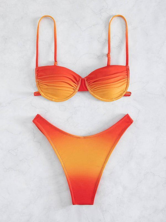 Female sexy suspenders gradient beach bikini - 808Lush