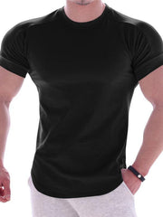 Fitness trendy brand quick-drying round neck elastic short-sleeved tight-fitting sports T-shirt - 808Lush