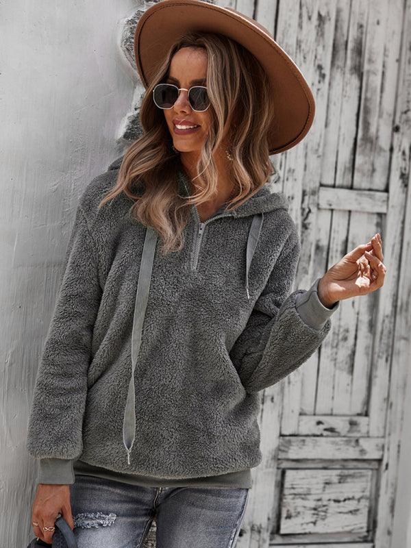 Fur coat warm loose solid color sweater leisure style - 808Lush
