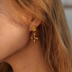 Gold-Plated Stainless Steel Cross Shape Earrings - 808Lush