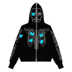 Halloween Y2K trendy rhinestone loose hooded cardigan sweatshirt - 808Lush
