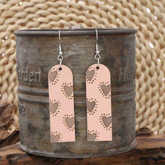 Heart Pattern Wooden Dangle Earrings - 808Lush