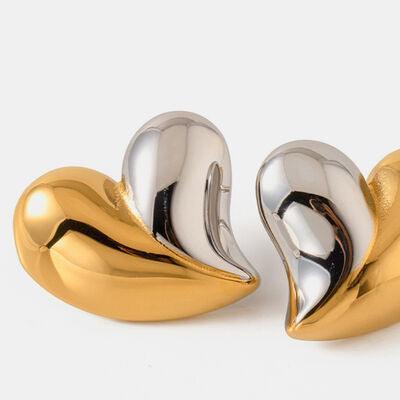 Heart Shape Stainless Steel Stud Earrings - 808Lush