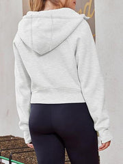 Hooded zipper short casual fleece long-sleeved sweatshirt - 808Lush