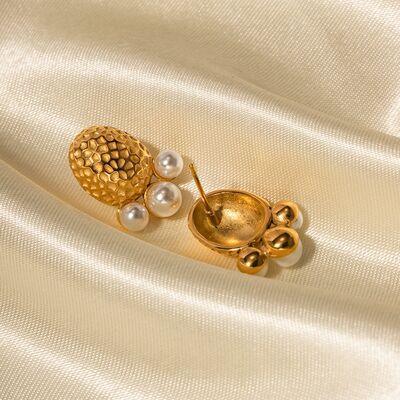 Imitation Pearl Stainless Steel Stud Earrings - 808Lush