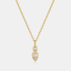 Inlaid Zircon Brass Pendant Necklace - 808Lush
