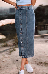 Irregular Split Denim High Waist Skirt - 808Lush