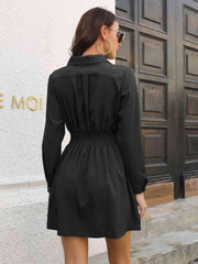 Waist Long Sleeve Mini Dress - 808Lush