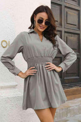 Waist Long Sleeve Mini Dress - 808Lush