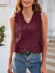 Lace Vest Solid Color Hollow Lace Sexy Knitted Lace Top - 808Lush