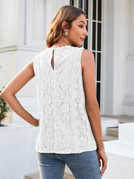 Lace Vest Solid Color Hollow Lace Sexy Knitted Lace Top - 808Lush