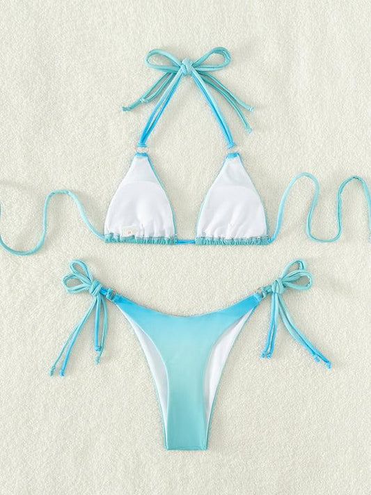 Ladies gradient halter neck strapless mini bikini - 808Lush