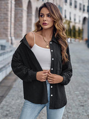 Lapel Single Breasted Solid Color Loose Long Sleeve Shirt - 808Lush