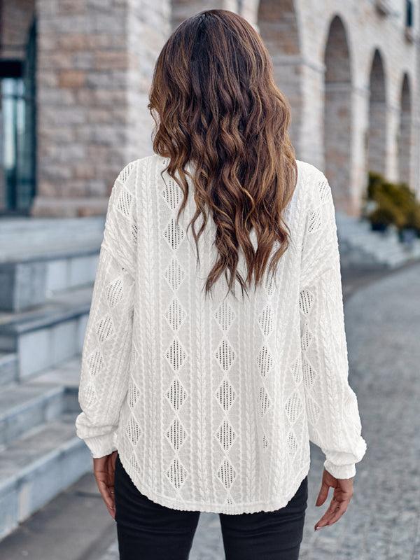 Lapel Single Breasted Solid Color Loose Long Sleeve Shirt - 808Lush