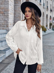 Lapel Single Breasted Solid Color Loose Long Sleeve Shirt - 808Lush