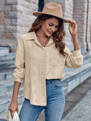 Lapel Single Breasted Solid Color Loose Long Sleeve Shirt - 808Lush