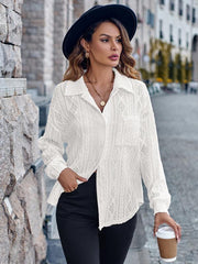 Lapel Single Breasted Solid Color Loose Long Sleeve Shirt - 808Lush