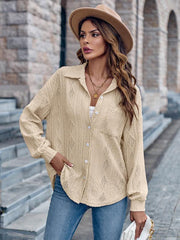 Lapel Single Breasted Solid Color Loose Long Sleeve Shirt - 808Lush