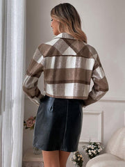 Lapel single-breasted shirt type commuter women's woolen short coat - 808Lush
