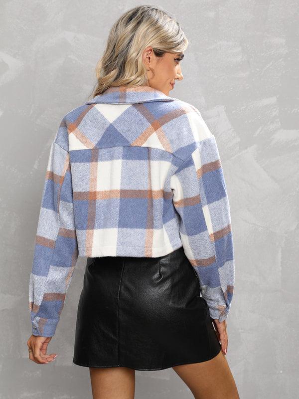 Lapel single-breasted shirt type commuter women's woolen short coat - 808Lush