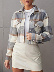 Lapel single-breasted shirt type commuter women's woolen short coat - 808Lush