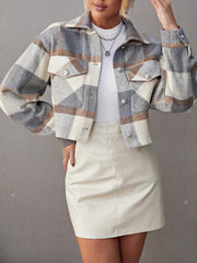 Lapel single-breasted shirt type commuter women's woolen short coat - 808Lush
