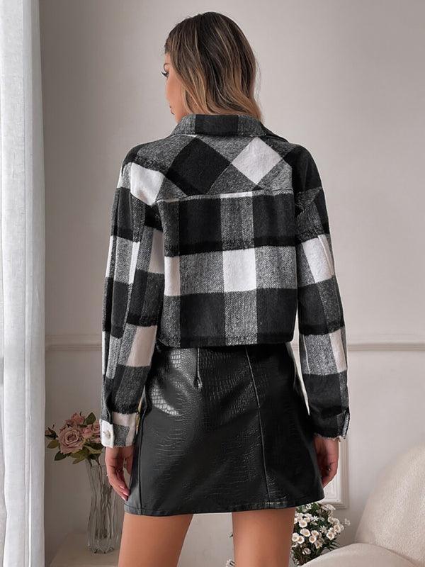 Lapel single-breasted shirt type commuter women's woolen short coat - 808Lush