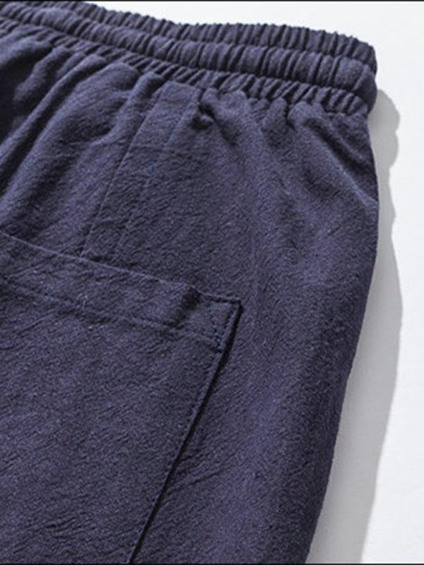 Men's Pants Linen Hip Hop Breathable Cotton Linen Trousers Solid Color - 808Lush
