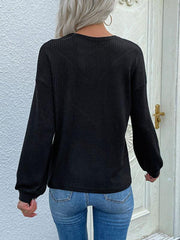 Long-sleeve color-block lace crewneck sweater - 808Lush