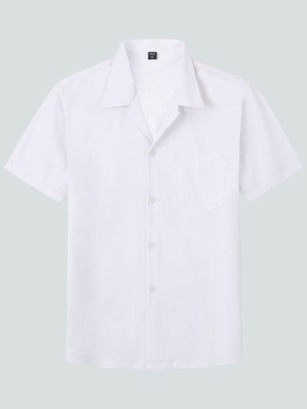 Loose Solid Color Casual Lapel Ordinary Short Sleeve Shirt Men - 808Lush