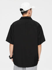 Loose Solid Color Casual Lapel Ordinary Short Sleeve Shirt Men - 808Lush