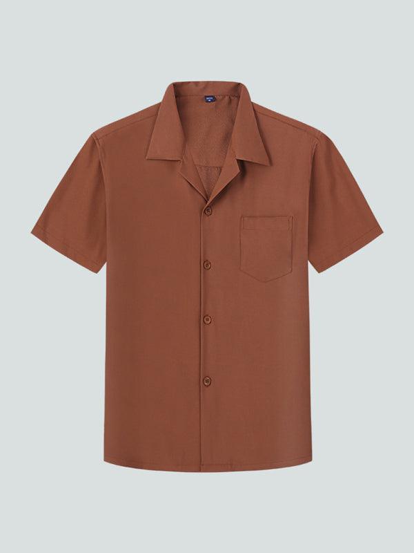 Loose Solid Color Casual Lapel Ordinary Short Sleeve Shirt Men - 808Lush